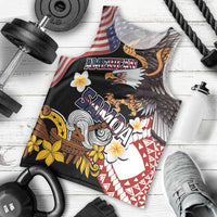 United States and American Samoa Together Men Tank Top Bald Eagle and Polynesian Traditional Culture with Plumeria