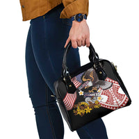 United States and American Samoa Together Shoulder Handbag Bald Eagle and Polynesian Traditional Culture with Plumeria