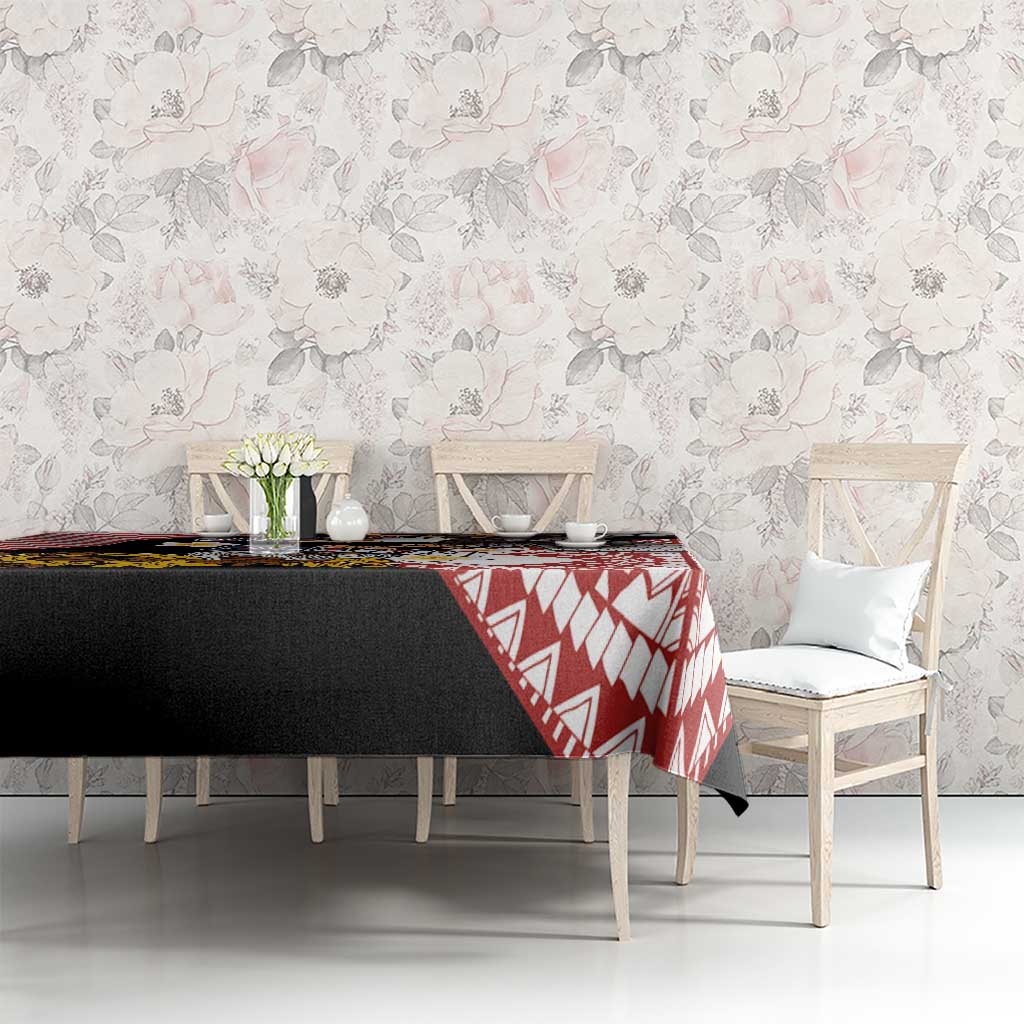 United States and American Samoa Together Tablecloth Bald Eagle and Polynesian Traditional Culture with Plumeria