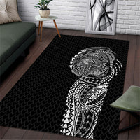 Hawaiian Traditional Tattoos Area Rug Kakau Tribal Tropical Plant Motif Black Color LT03 Black - Polynesian Pride