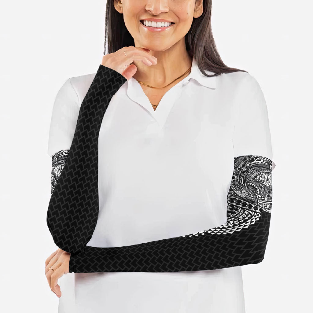 Hawaiian Traditional Tattoos Arm Sleeves Kakau Tribal Tropical Plant Motif Black Color LT03 - Polynesian Pride