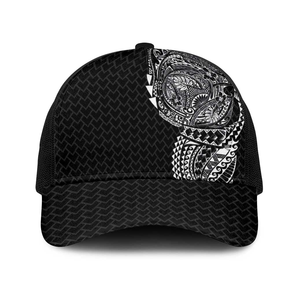 Hawaiian Traditional Tattoos Baseball Net Cap Kakau Tribal Tropical Plants Motif Black Color