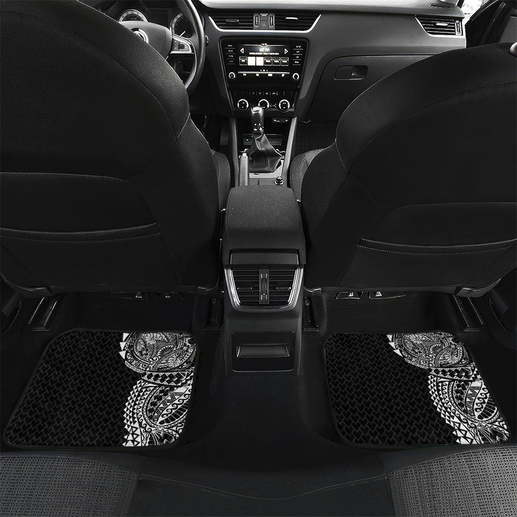Hawaiian Traditional Tattoos Car Mats Kakau Tribal Tropical Plant Motif Black Color LT03 Set 2pcs - Back Black - Polynesian Pride