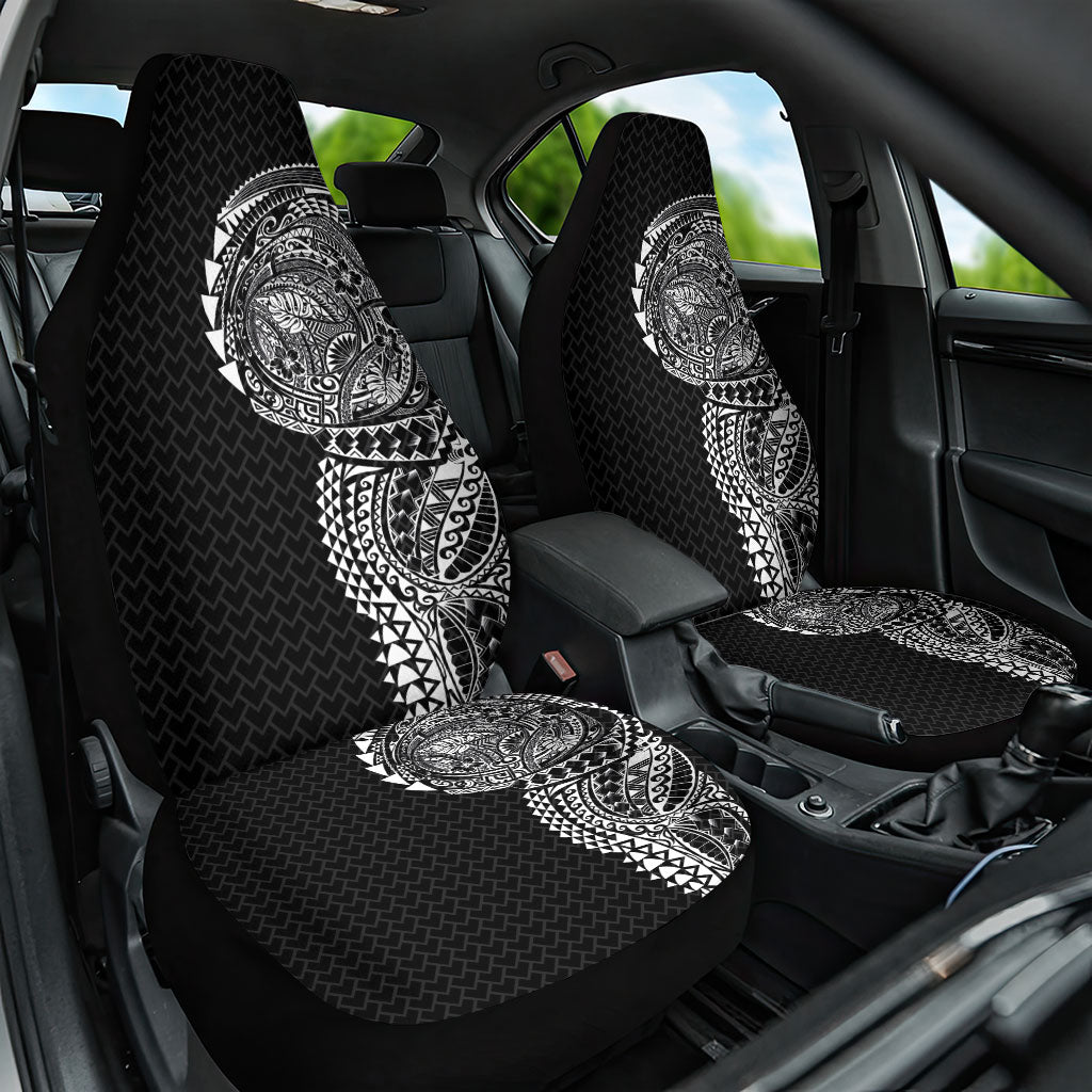 Hawaiian Traditional Tattoos Car Seat Cover Kakau Tribal Tropical Plant Motif Black Color LT03 One Size Black - Polynesian Pride
