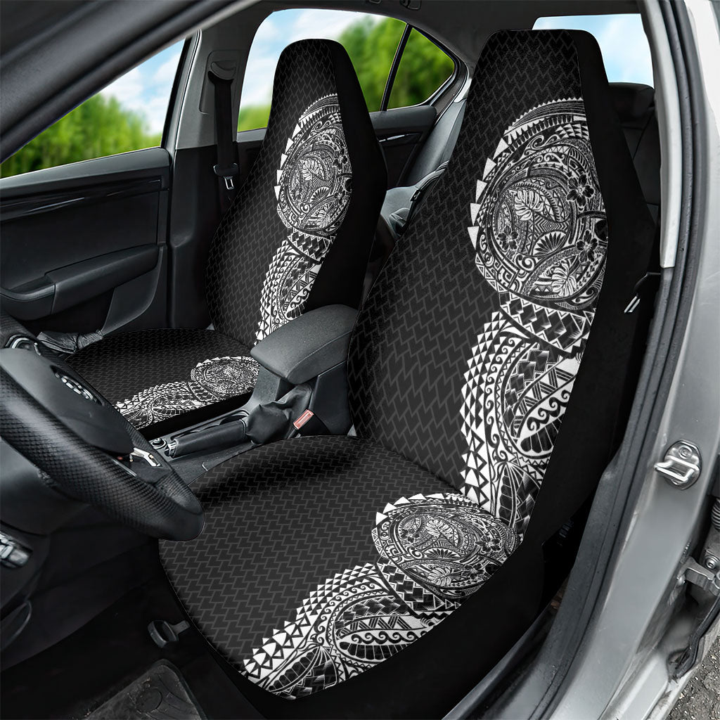 Hawaiian Traditional Tattoos Car Seat Cover Kakau Tribal Tropical Plant Motif Black Color LT03 - Polynesian Pride