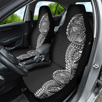 Hawaiian Traditional Tattoos Car Seat Cover Kakau Tribal Tropical Plant Motif Black Color LT03 - Polynesian Pride