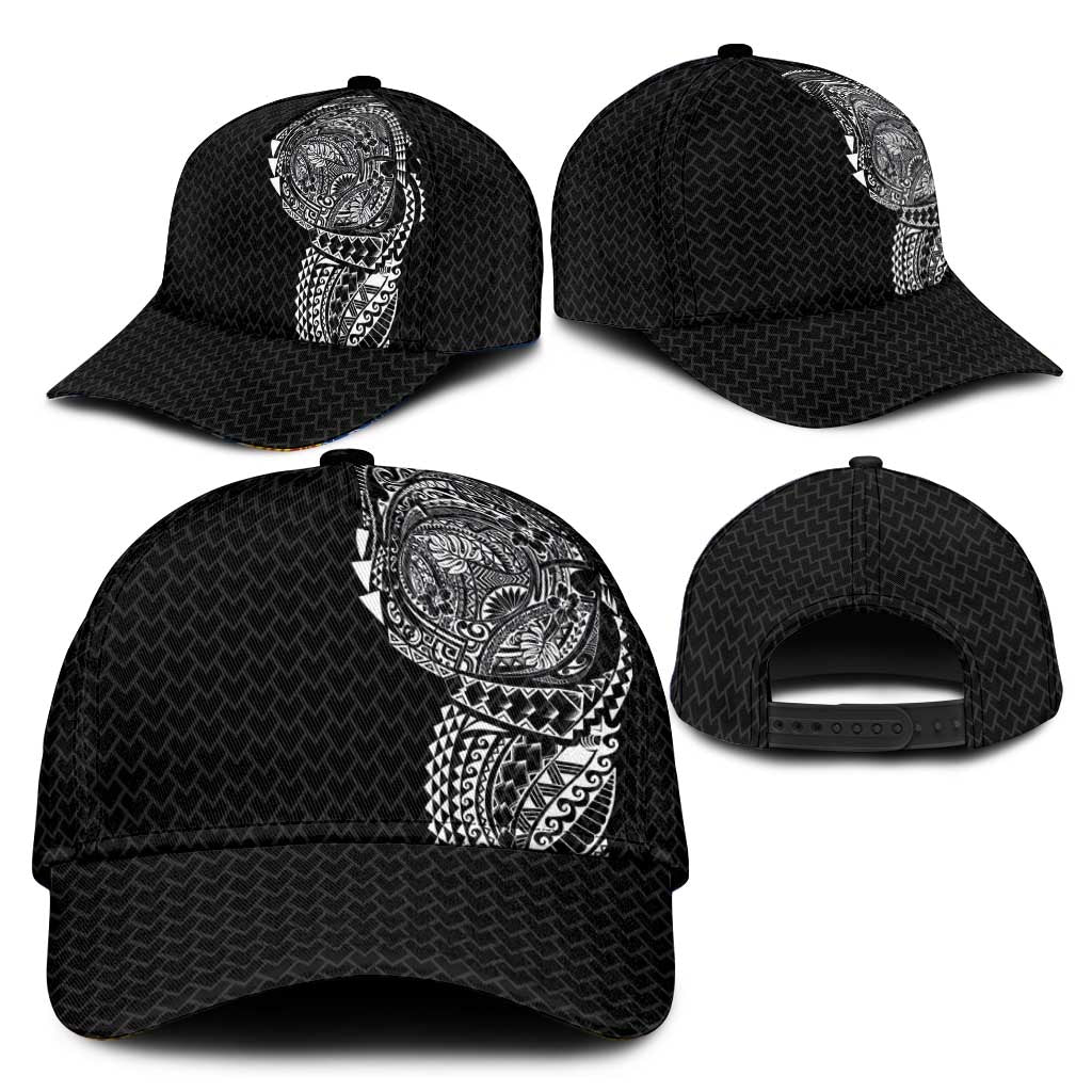 Hawaiian Traditional Tattoos Classic Cap Kakau Tribal Tropical Plants Motif Black Color