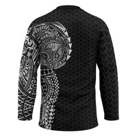 Hawaiian Traditional Tattoos Hockey Jersey Kakau Tribal Tropical Plant Motif Black Color LT03 - Polynesian Pride