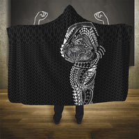 Hawaiian Traditional Tattoos Hooded Blanket Kakau Tribal Tropical Plant Motif Black Color LT03 - Polynesian Pride
