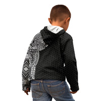Hawaiian Traditional Tattoos Kid Hoodie Kakau Tribal Tropical Plant Motif Black Color LT03 - Polynesian Pride