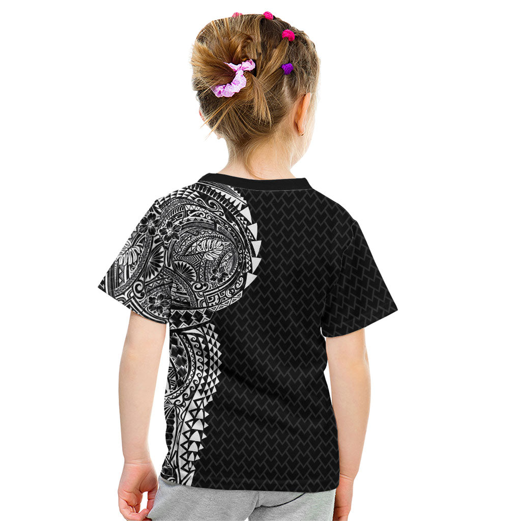 Hawaiian Traditional Tattoos Kid T Shirt Kakau Tribal Tropical Plant Motif Black Color LT03 - Polynesian Pride