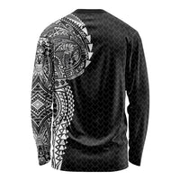 Hawaiian Traditional Tattoos Long Sleeve Shirt Kakau Tribal Tropical Plant Motif Black Color LT03 - Polynesian Pride