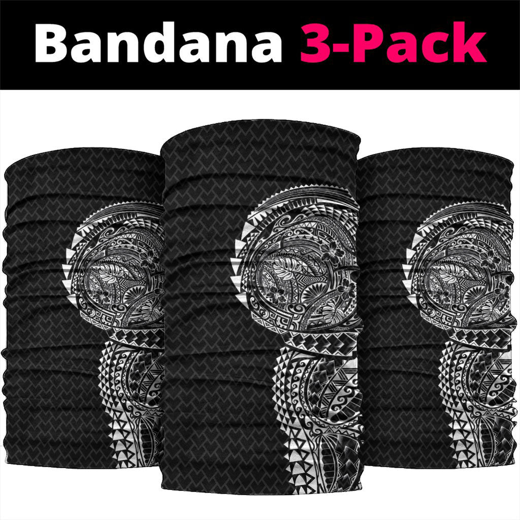 Hawaiian Traditional Tattoos Neck Gaiter Kakau Tribal Tropical Plant Motif Black Color