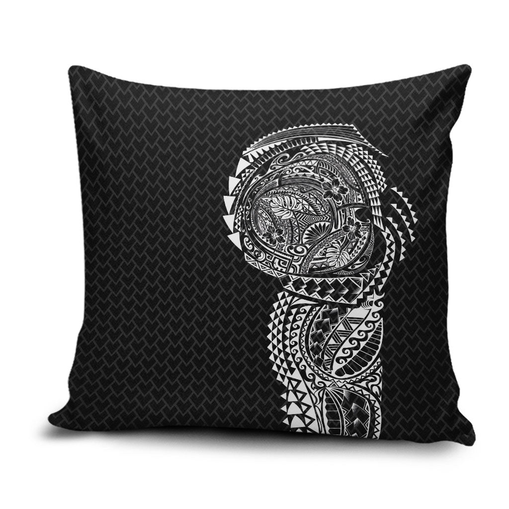 Hawaiian Traditional Tattoos Pillow Cover Kakau Tribal Tropical Plant Motif Black Color LT03 Black - Polynesian Pride