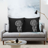 Hawaiian Traditional Tattoos Pillow Cover Kakau Tribal Tropical Plant Motif Black Color LT03 - Polynesian Pride