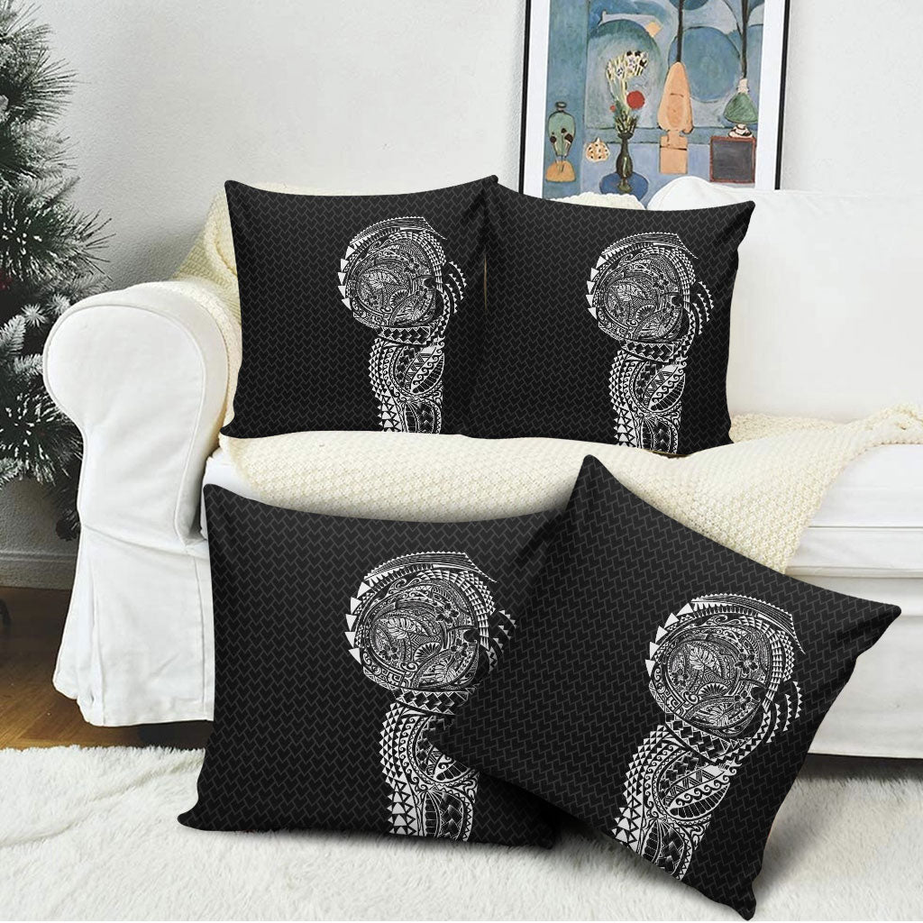 Hawaiian Traditional Tattoos Pillow Cover Kakau Tribal Tropical Plant Motif Black Color LT03 - Polynesian Pride