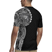 Hawaiian Traditional Tattoos Rugby Jersey Kakau Tribal Tropical Plant Motif Black Color LT03 - Polynesian Pride
