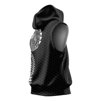 Hawaiian Traditional Tattoos Sleeveless Hoodie Kakau Tribal Tropical Plant Motif Black Color LT03 - Polynesian Pride