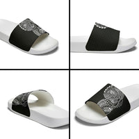 Hawaiian Traditional Tattoos Slide Sandals Kakau Tribal Tropical Plant Motif Black Color LT03 - Polynesian Pride