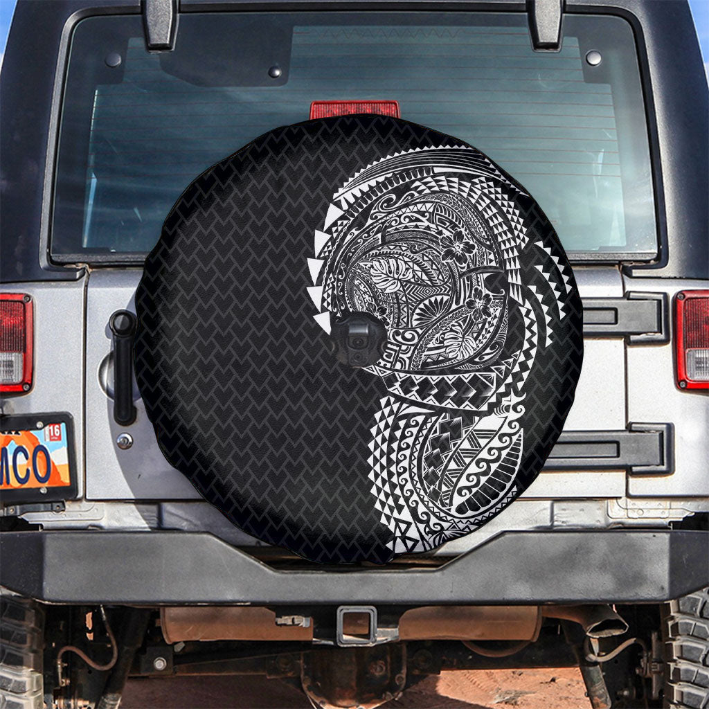 Hawaiian Traditional Tattoos Spare Tire Cover Kakau Tribal Tropical Plant Motif Black Color LT03 Black - Polynesian Pride
