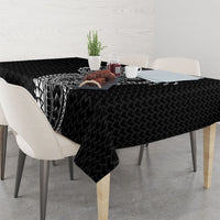 Hawaiian Traditional Tattoos Tablecloth Kakau Tribal Tropical Plant Motif Black Color