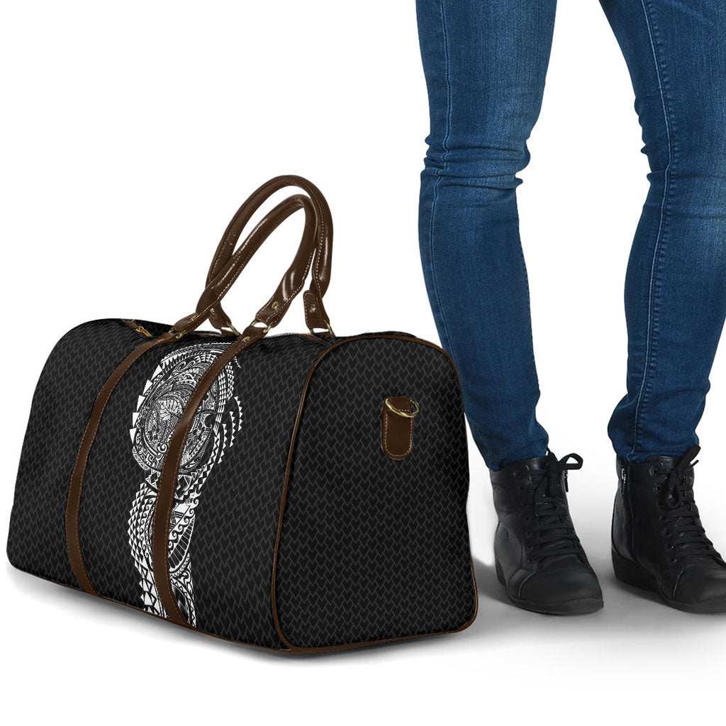 Hawaiian Traditional Tattoos Travel Bag Kakau Tribal Tropical Plant Motif Black Color LT03 - Polynesian Pride