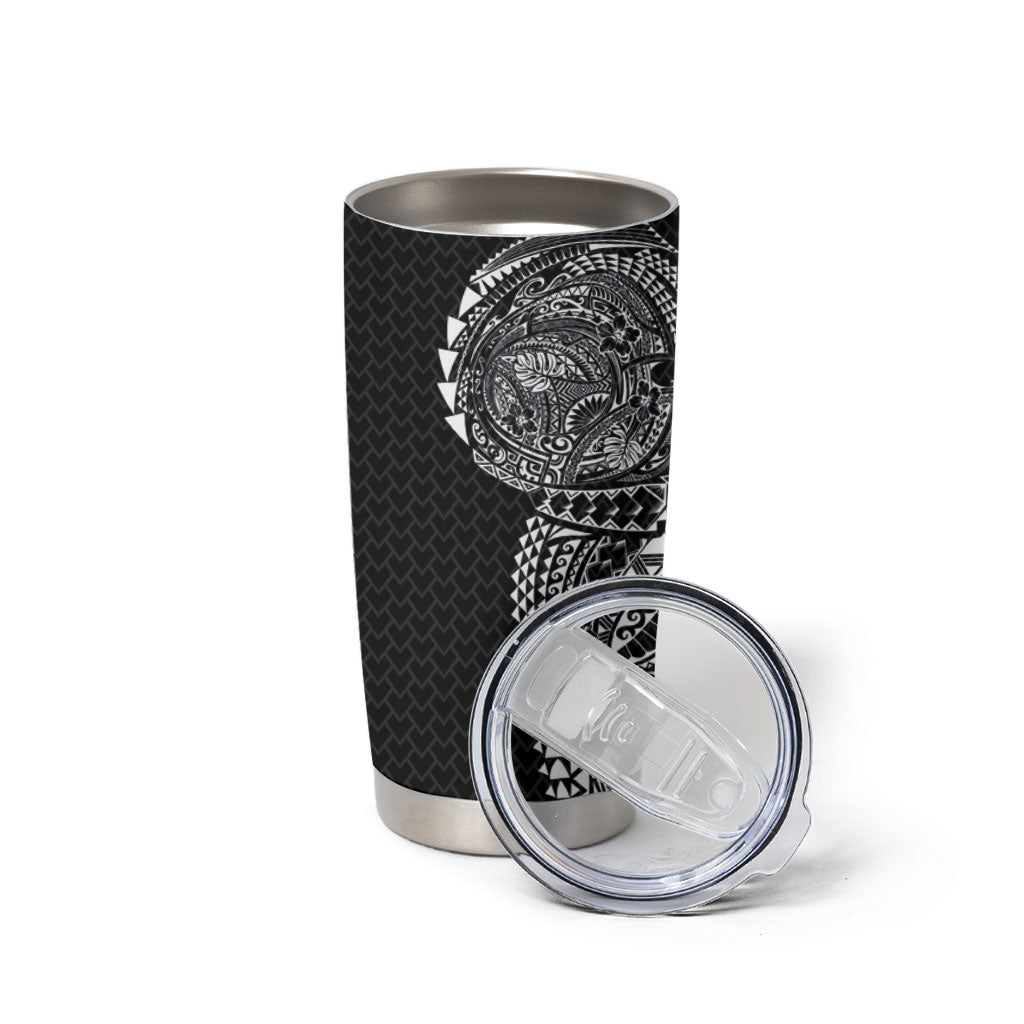 Hawaiian Traditional Tattoos Tumbler Cup Kakau Tribal Tropical Plant Motif Black Color LT03 - Polynesian Pride