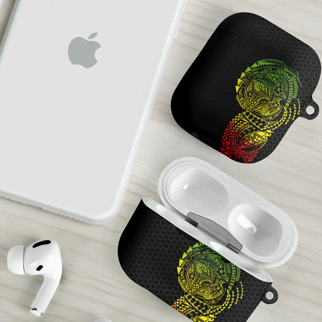 Hawaiian Traditional Tattoos AirPods Case Kakau Tribal Tropical Plant Motif Kanaka Maoli Flag Color Inspired