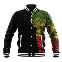 Hawaiian Traditional Tattoos Baseball Jacket Kakau Tribal Tropical Plant Motif Kanaka Maoli Flag Color Inspired