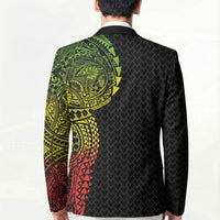 Hawaiian Traditional Tattoos Blazer Kakau Tribal Tropical Plant Motif Kanaka Maoli Flag Color Inspired LT03 - Polynesian Pride