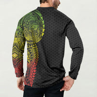 Hawaiian Traditional Tattoos Button Sweatshirt Kakau Tribal Tropical Plant Motif Kanaka Maoli Flag Color Inspired LT03 - Polynesian Pride