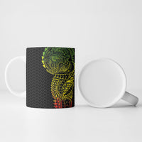 Hawaiian Traditional Tattoos Ceramic Mug Kakau Tribal Tropical Plant Motif Kanaka Maoli Flag Color Inspired LT03 - Polynesian Pride