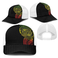 Hawaiian Traditional Tattoos Mesh Trucker Cap Kakau Tribal Tropical Plants Motif Kanaka Maoli Flag Color Inspired LT03 - Polynesian Pride