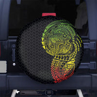 Hawaiian Traditional Tattoos Spare Tire Cover Kakau Tribal Tropical Plant Motif Kanaka Maoli Flag Color Inspired LT03 No hole Multicolor - Polynesian Pride
