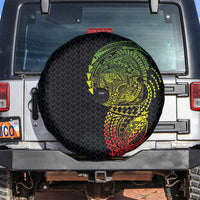 Hawaiian Traditional Tattoos Spare Tire Cover Kakau Tribal Tropical Plant Motif Kanaka Maoli Flag Color Inspired LT03 Multicolor - Polynesian Pride