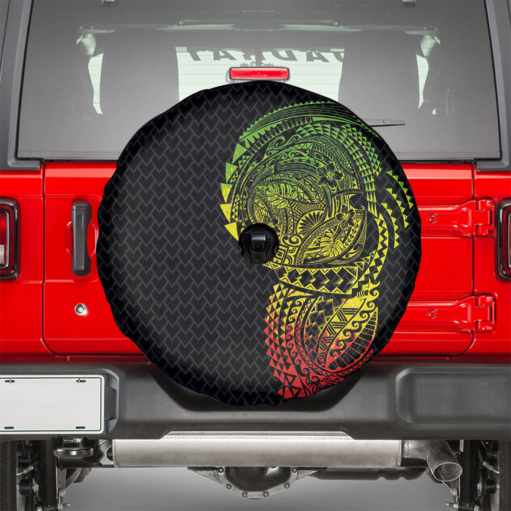 Hawaiian Traditional Tattoos Spare Tire Cover Kakau Tribal Tropical Plant Motif Kanaka Maoli Flag Color Inspired LT03 - Polynesian Pride
