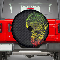 Hawaiian Traditional Tattoos Spare Tire Cover Kakau Tribal Tropical Plant Motif Kanaka Maoli Flag Color Inspired LT03 - Polynesian Pride