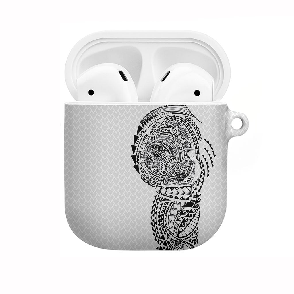 Hawaiian Traditional Tattoos AirPods Case Kakau Tribal Tropical Plant Motif White Color LT03 White - Polynesian Pride