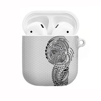 Hawaiian Traditional Tattoos AirPods Case Kakau Tribal Tropical Plant Motif White Color LT03 White - Polynesian Pride