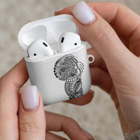 Hawaiian Traditional Tattoos AirPods Case Kakau Tribal Tropical Plant Motif White Color LT03 - Polynesian Pride