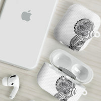 Hawaiian Traditional Tattoos AirPods Case Kakau Tribal Tropical Plant Motif White Color LT03 - Polynesian Pride