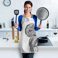 Hawaiian Traditional Tattoos Apron Kakau Tribal Tropical Plant Motif White Color