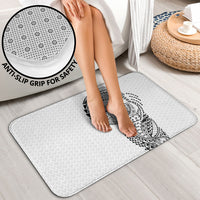 Hawaiian Traditional Tattoos Bathroom Set Kakau Tribal Tropical Plant Motif White Color
