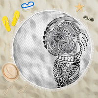 Hawaiian Traditional Tattoos Beach Blanket Kakau Tribal Tropical Plant Motif White Color