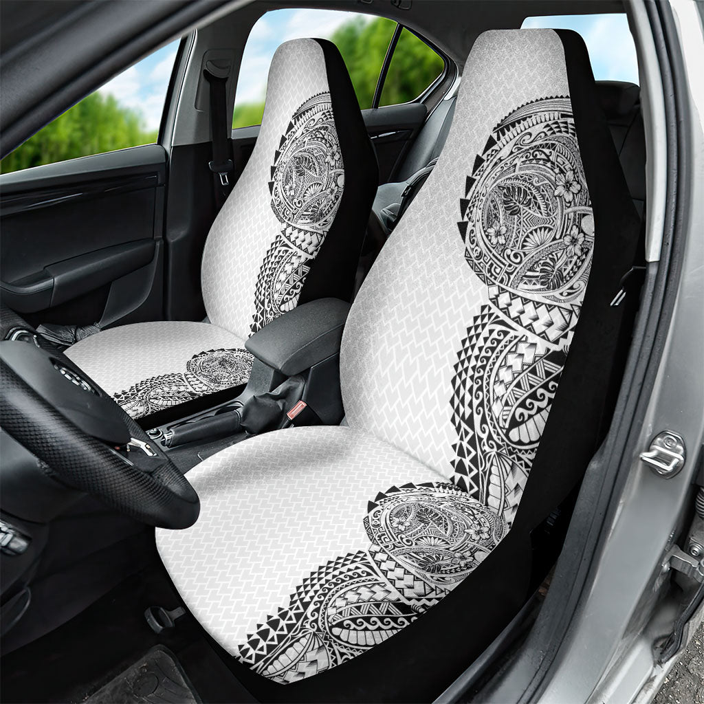 Hawaiian Traditional Tattoos Car Seat Cover Kakau Tribal Tropical Plant Motif White Color LT03 - Polynesian Pride