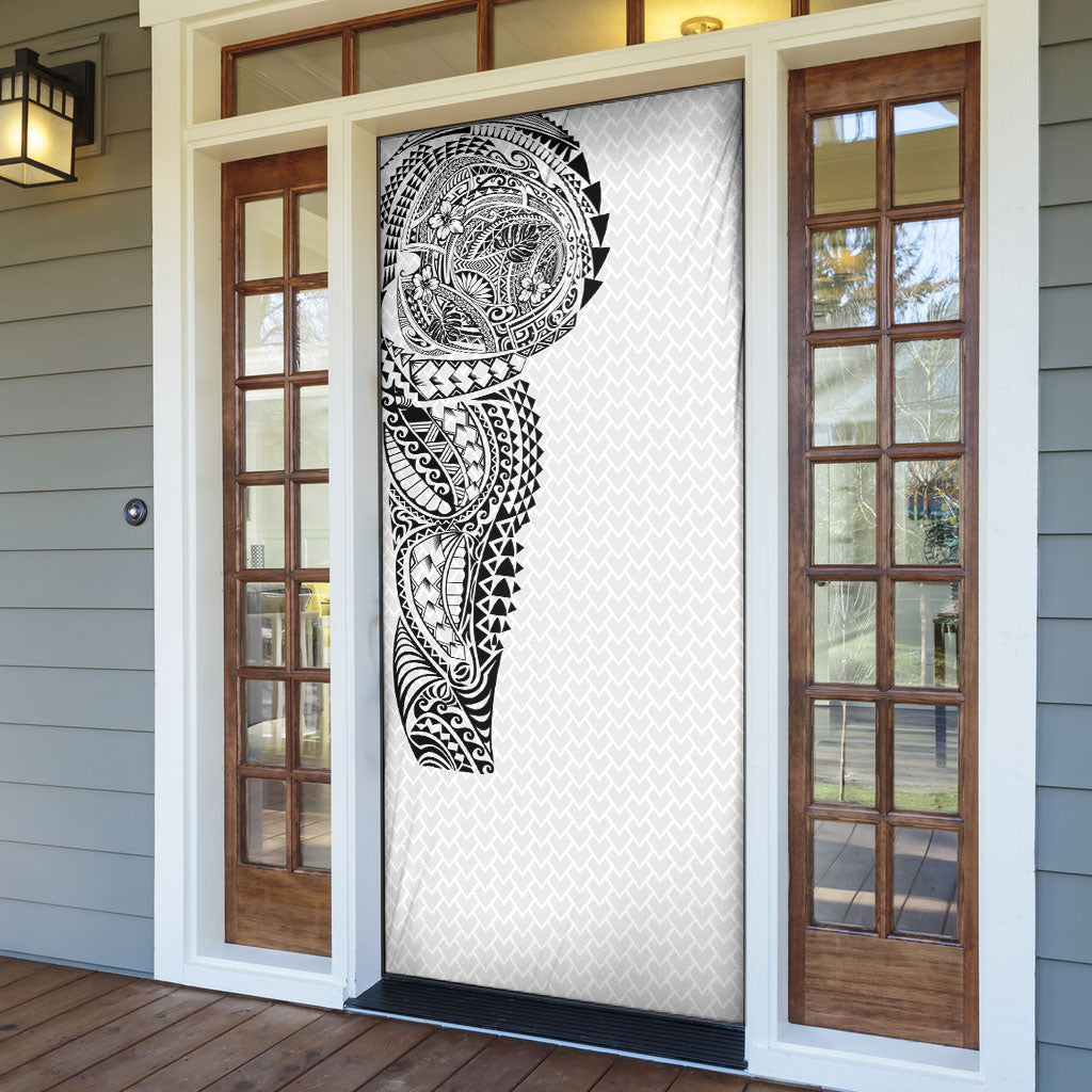 Hawaiian Traditional Tattoos Door Cover Kakau Tribal Tropical Plant Motif White Color LT03 - Polynesian Pride