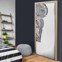 Hawaiian Traditional Tattoos Door Cover Kakau Tribal Tropical Plant Motif White Color LT03 - Polynesian Pride