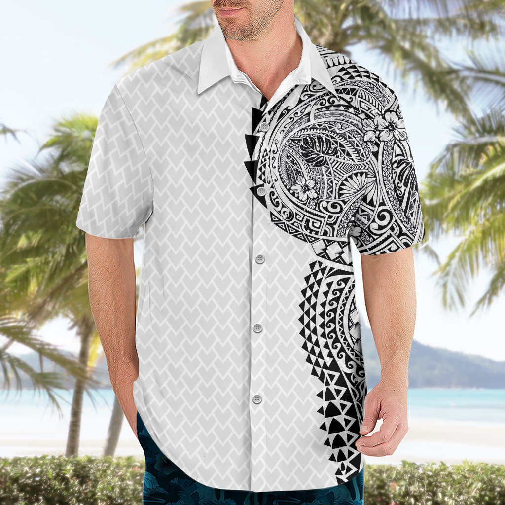 Hawaiian Traditional Tattoos Hawaiian Shirt Kakau Tribal Tropical Plant Motif White Color LT03 - Polynesian Pride