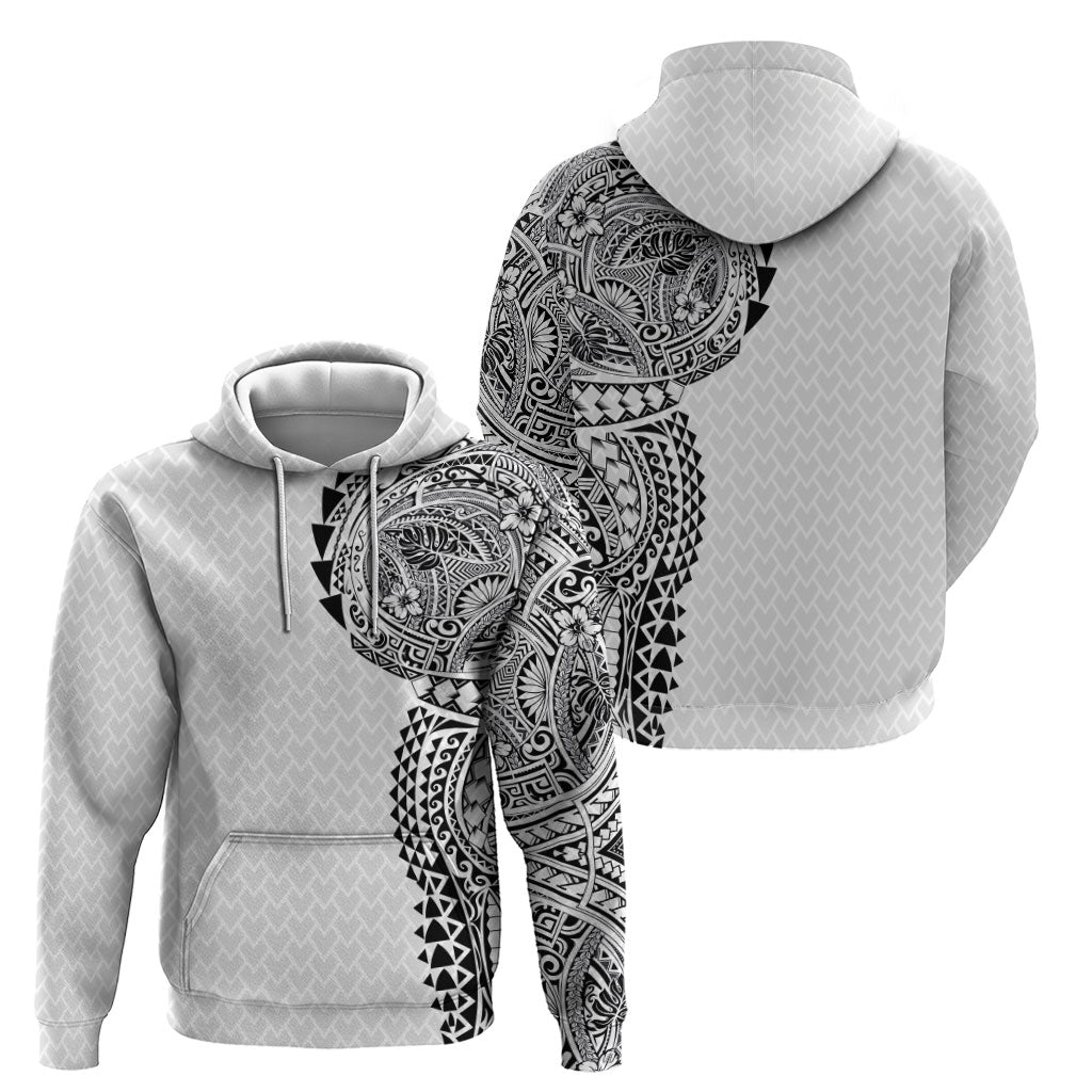 Hawaiian Traditional Tattoos Hoodie Kakau Tribal Tropical Plant Motif White Color LT03 - Polynesian Pride