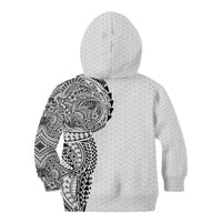 Hawaiian Traditional Tattoos Kid Hoodie Kakau Tribal Tropical Plant Motif White Color LT03 - Polynesian Pride